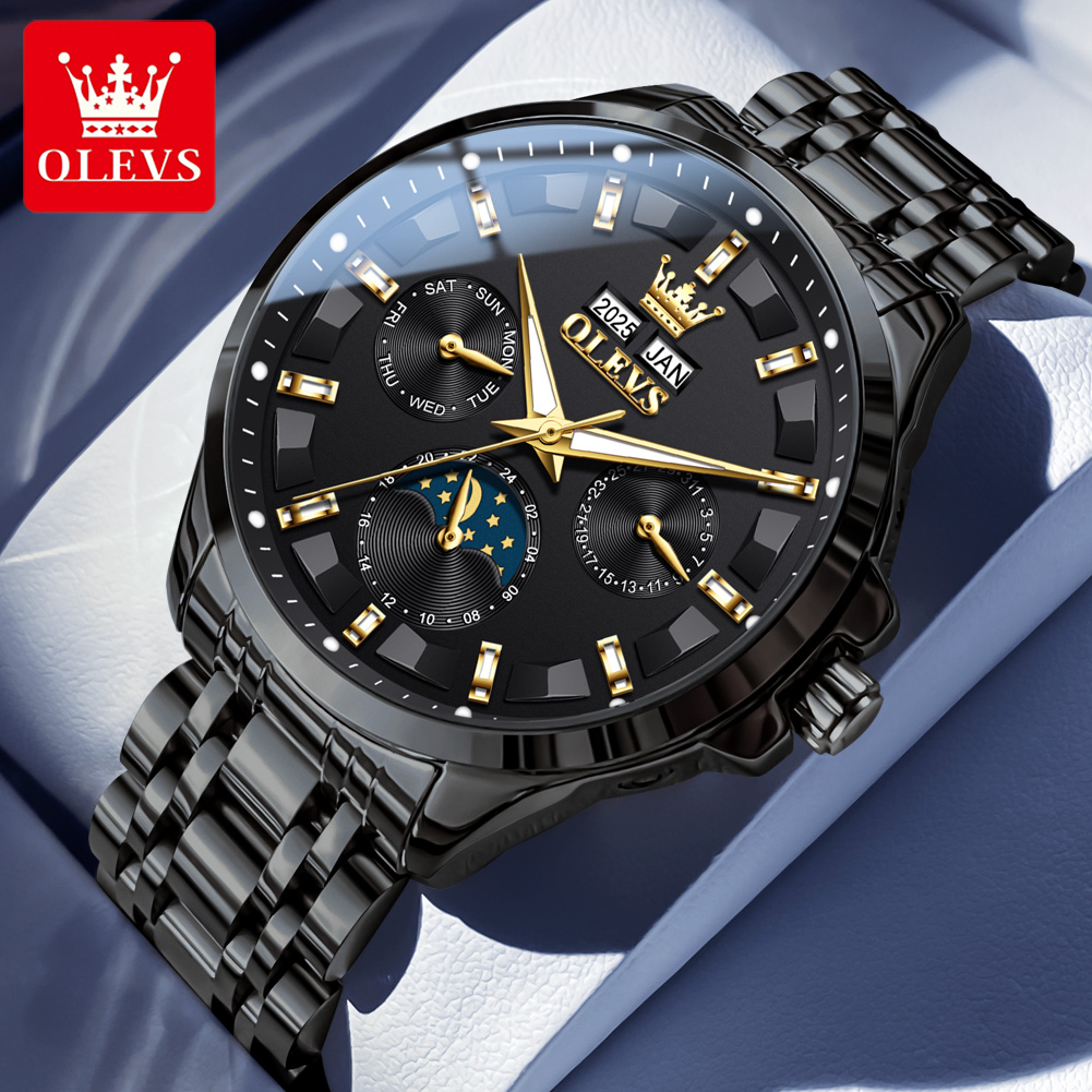 Luxury Watch Display - OLEVS 7070 Automatic Watch Men Moon
