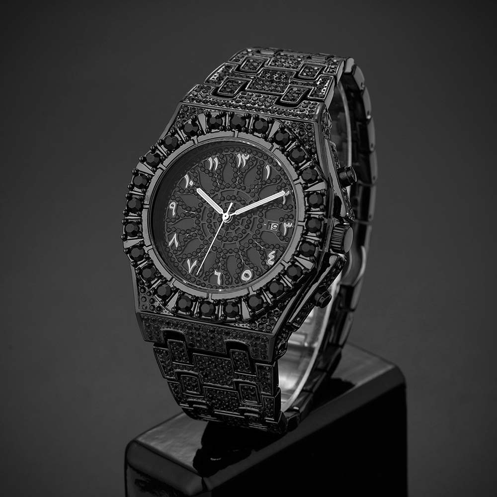 Luxury Watch With Arabic Numerals - Specials Black Diamond Watch for Men