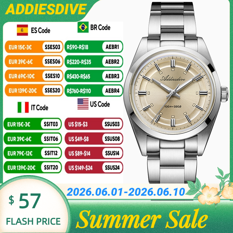 Luxury Watch In Usa - ADDIESDIVE Super Luminous Japan VH31 Ladies
