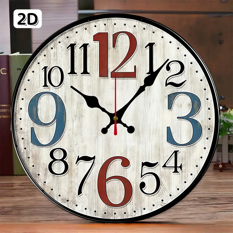 Luxury Watch Wall Clock - Vintage Rustic Wooden Round Silent Hanging
