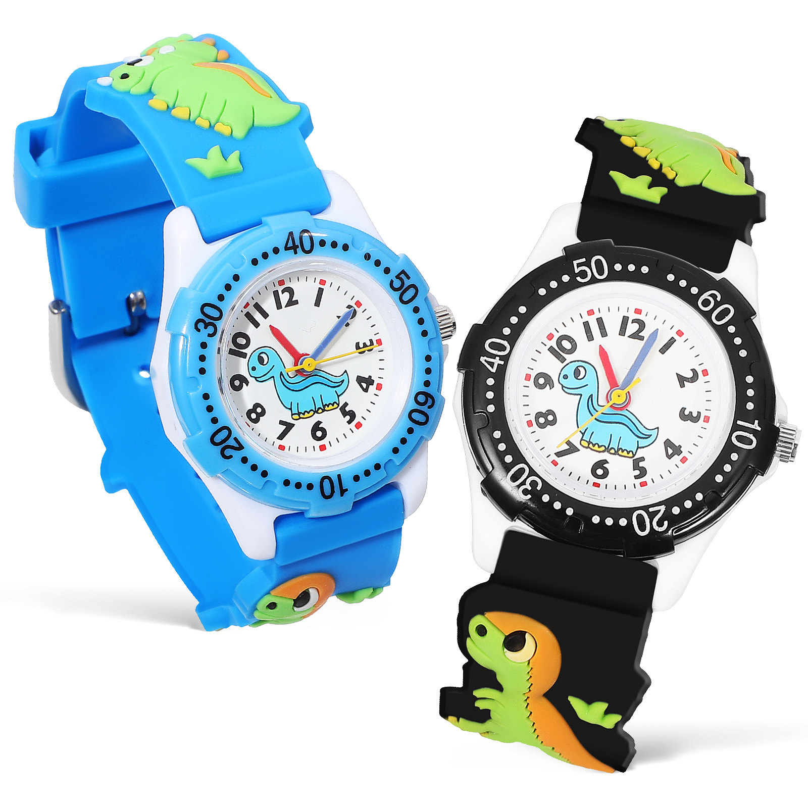 Luxury Watch With Arabic Numerals - 2Pcs Kids Waterproof Watches 3D Dinosaur