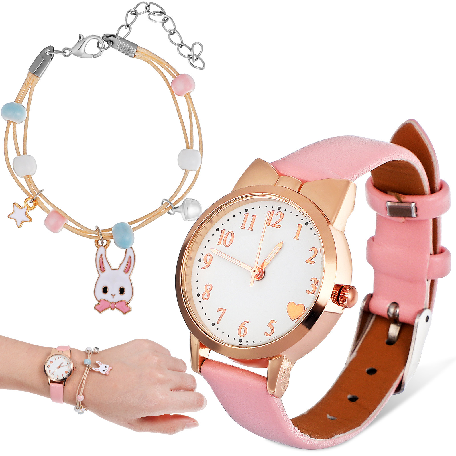 Rabbit Charm Bracelet Set with - Luxury Watch With Arabic Numerals incelemesi ve fiyatı