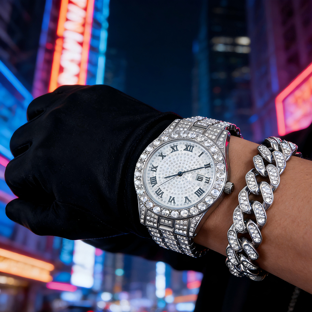 1 Hip-hop Full Diamond Silver  - Luxury Watch Life incelemesi ve fiyatı