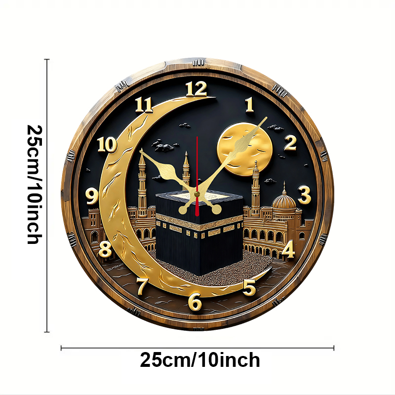 Black & Golden Kaaba Wooden Ro - Luxury Watch Wall Clock incelemesi ve fiyatı