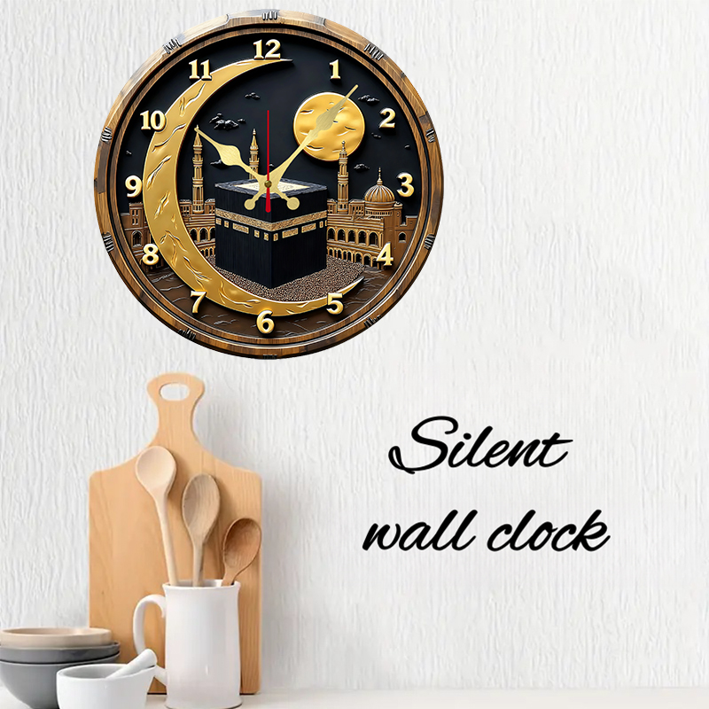 Black & Golden Kaaba Wooden Ro - Luxury Watch Wall Clock incelemesi ve fiyatı