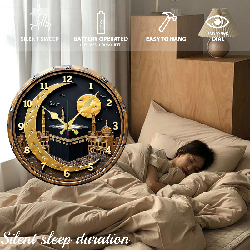 Black & Golden Kaaba Wooden Ro - Luxury Watch Wall Clock incelemesi ve fiyatı