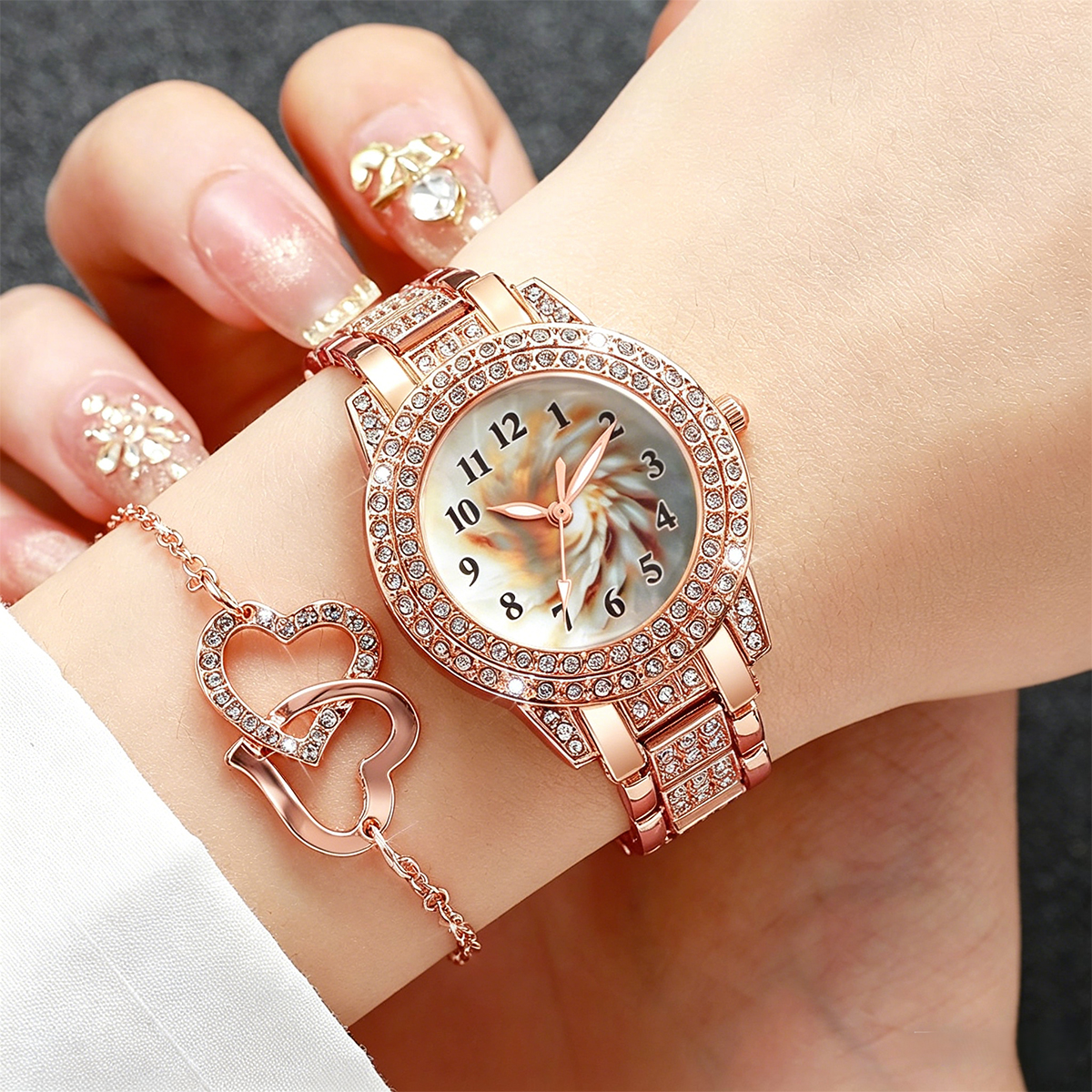 6PCS Luxury Rhinestone Women Q - Luxury Watch Storage incelemesi ve fiyatı