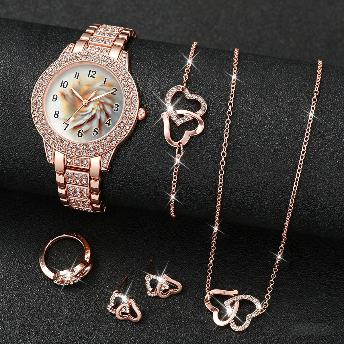 6PCS Luxury Rhinestone Women Q - Luxury Watch Storage incelemesi ve fiyatı