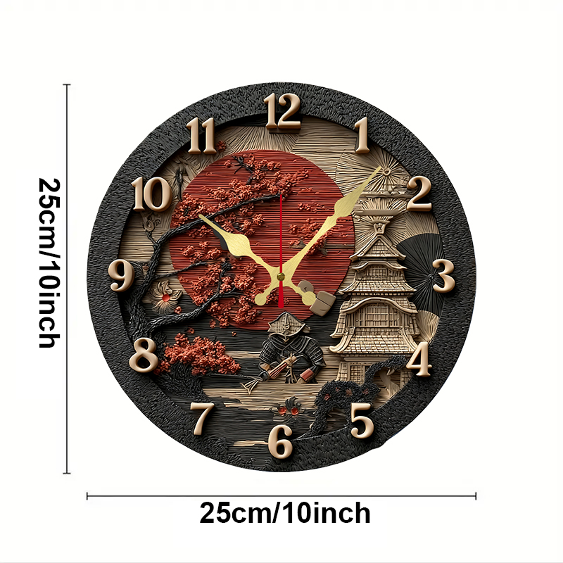 Samurai Themed Wooden Round Si - Luxury Watch Wall Clock incelemesi ve fiyatı