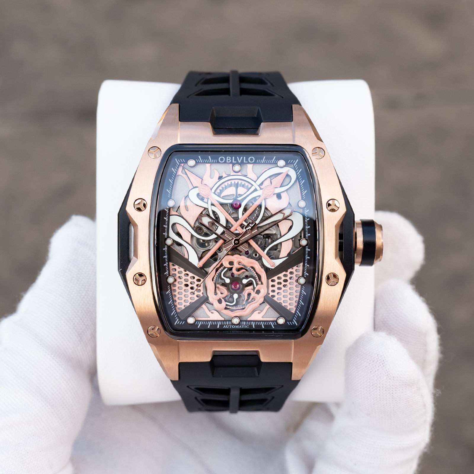 OBLVLO Men's Black PVD Tonneau - Luxury Watch Nz incelemesi ve fiyatı