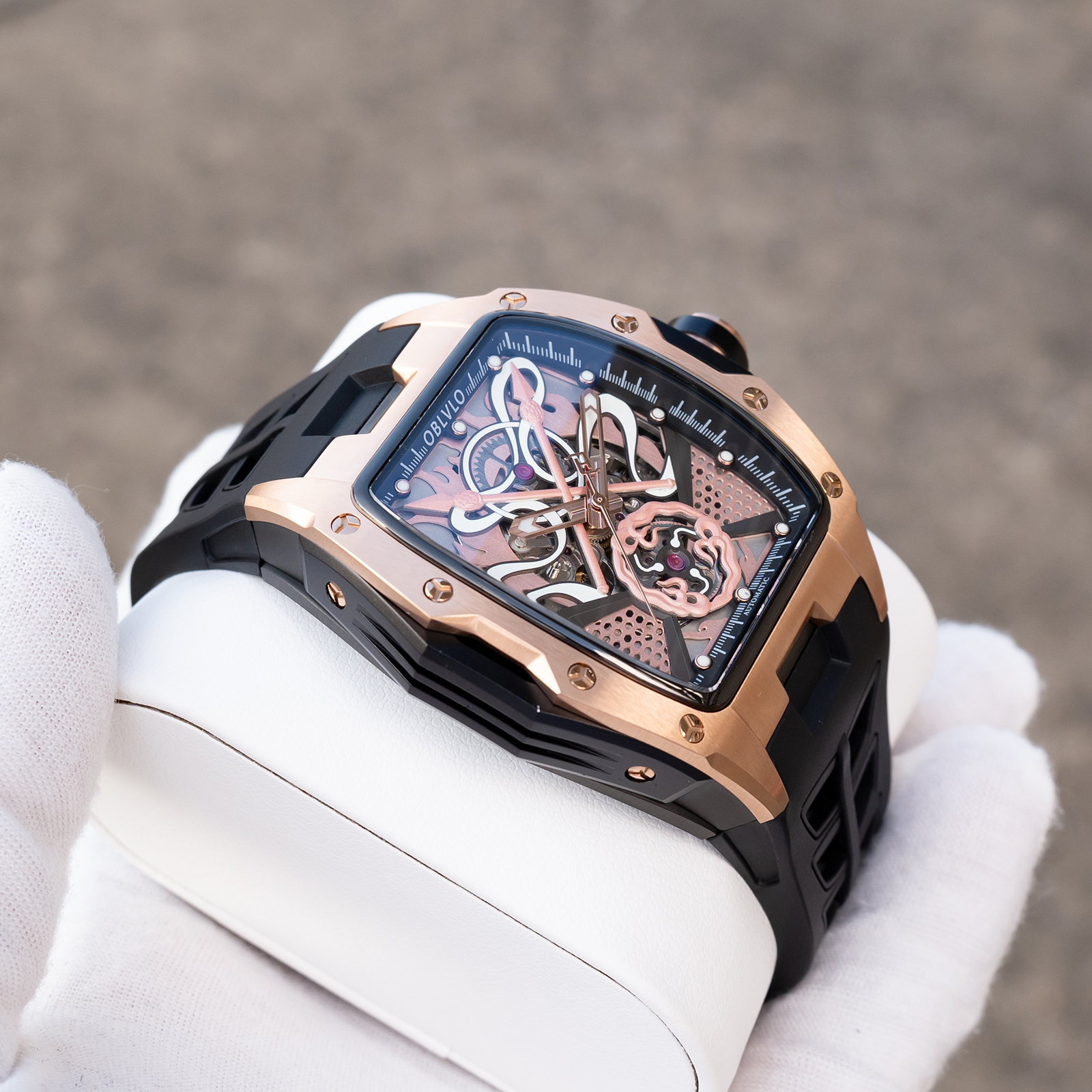OBLVLO Men's Black PVD Tonneau - Luxury Watch Nz incelemesi ve fiyatı