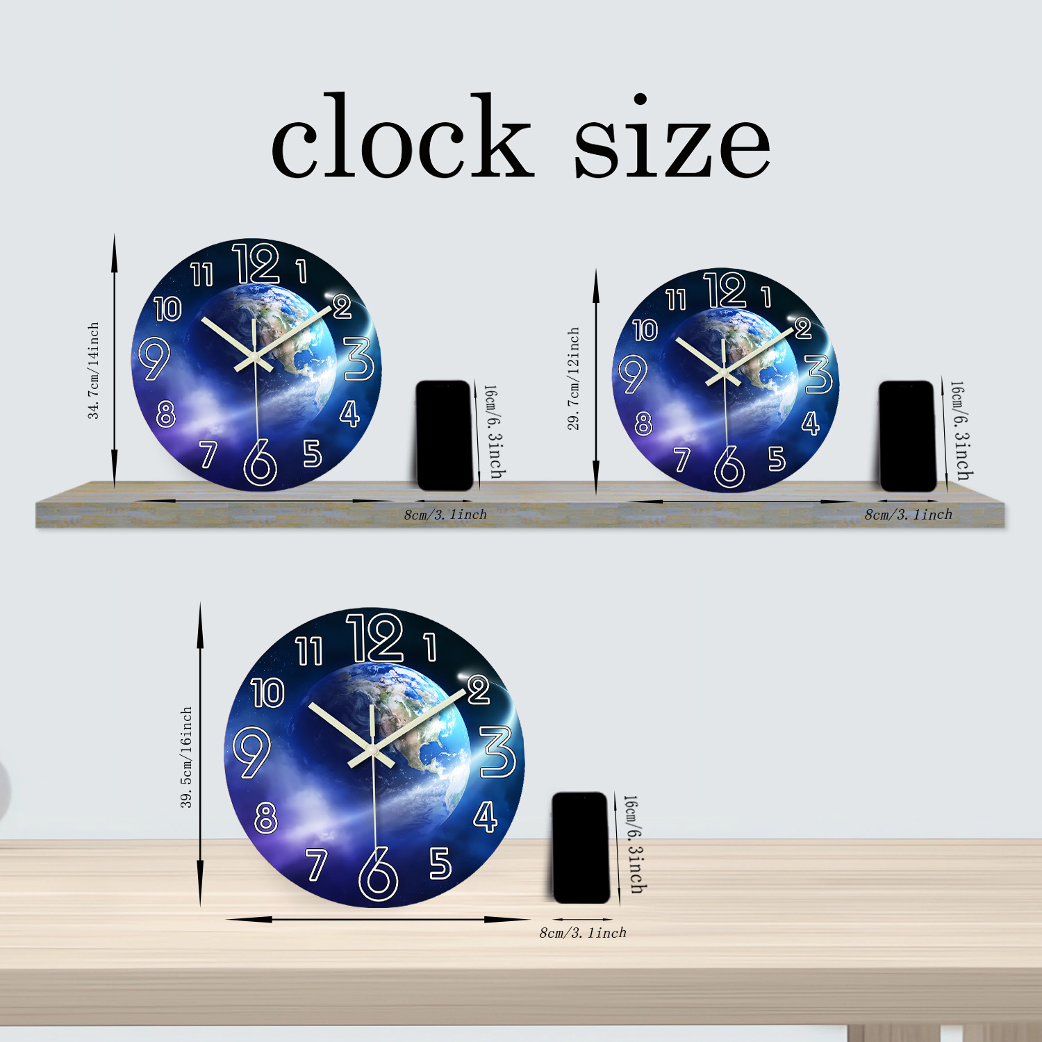 Creative Earth Luminous Wooden - Luxury Watch Wall Clock incelemesi ve fiyatı