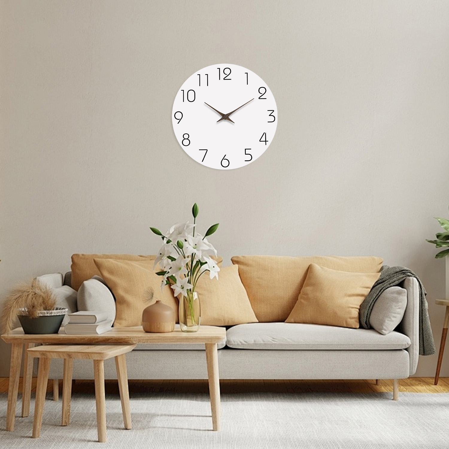 Simple White Wooden Wall Clock - Luxury Watch Wall Clock incelemesi ve fiyatı