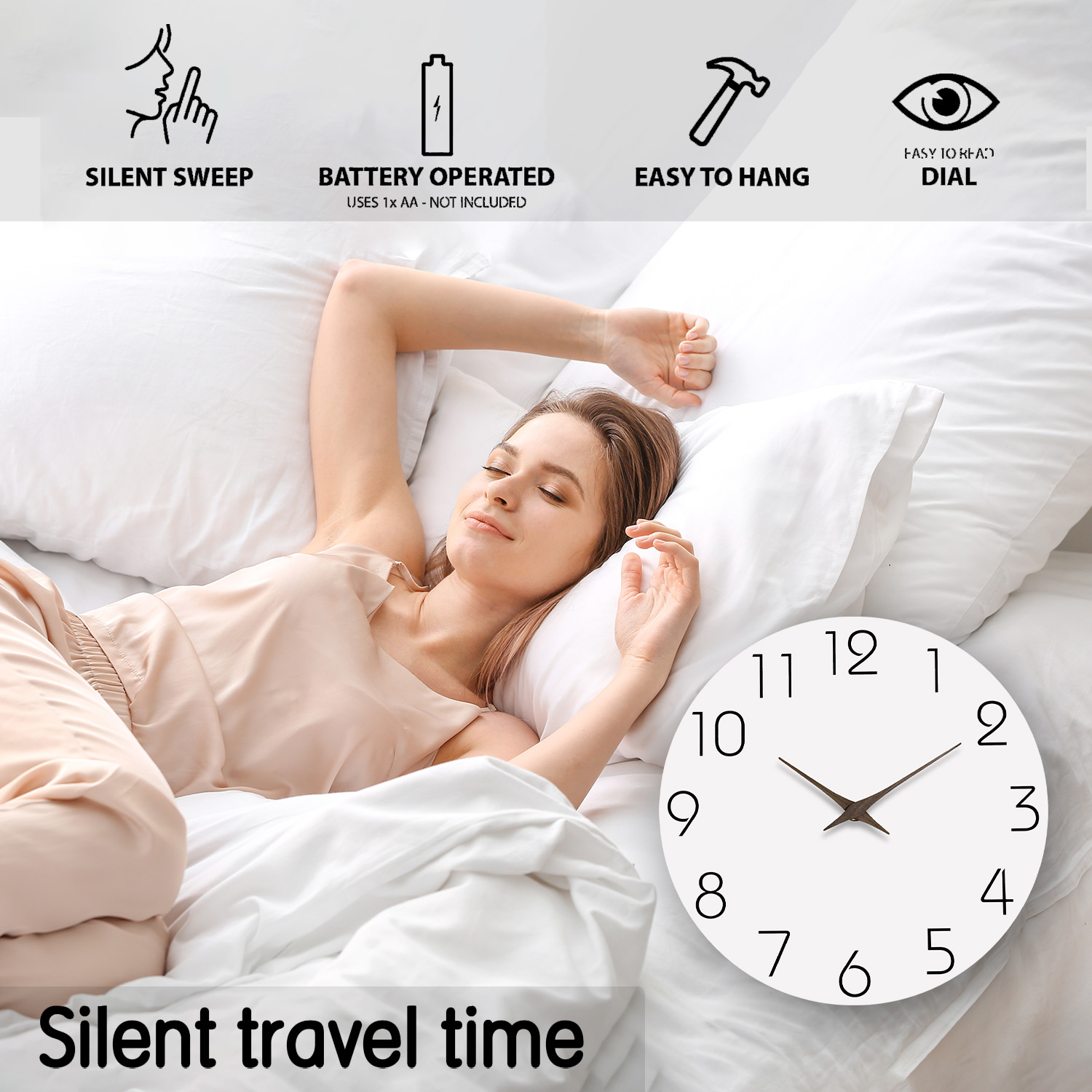 Simple White Wooden Wall Clock - Luxury Watch Wall Clock incelemesi ve fiyatı