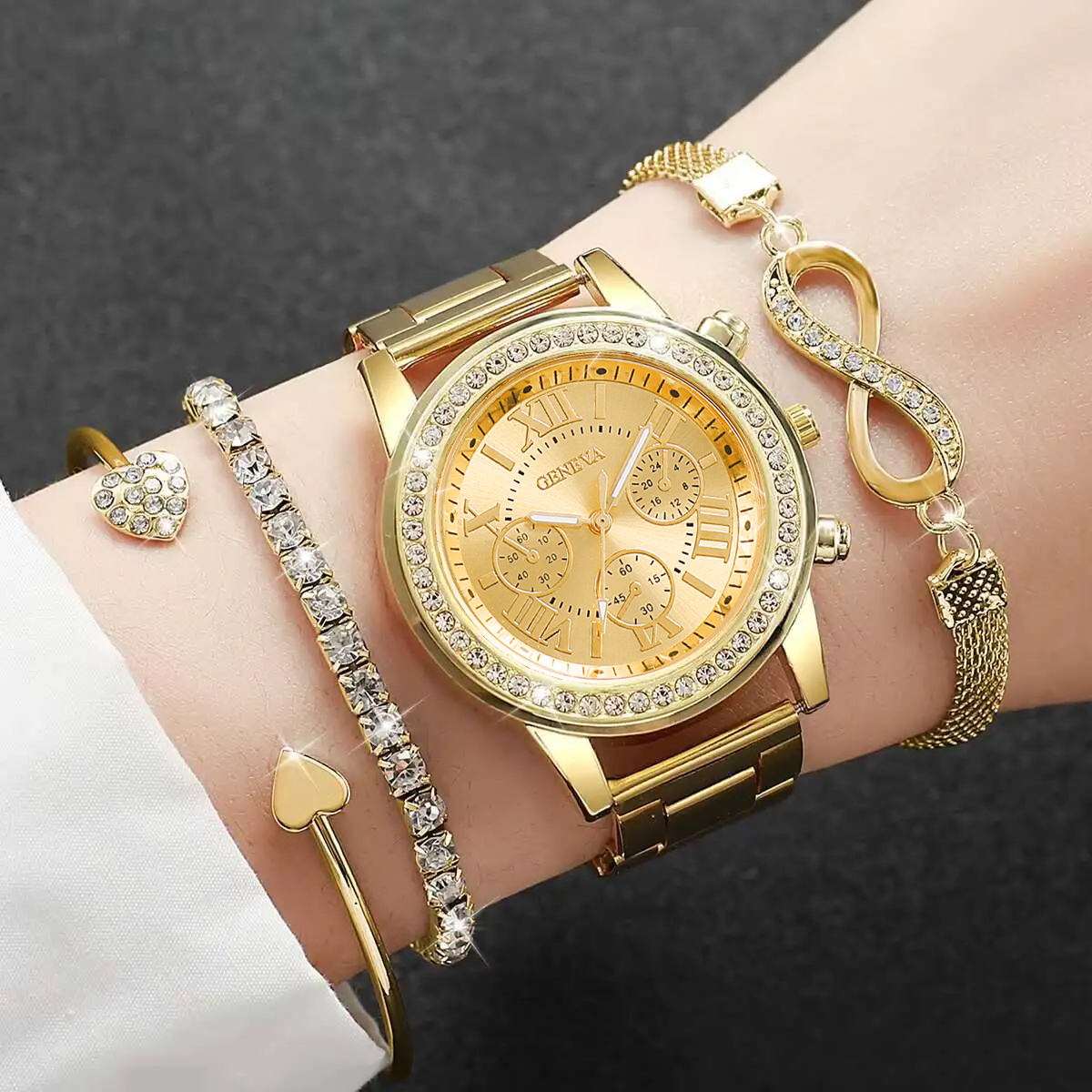 4PCS/Set Fashion Rhinestone Wo - Luxury Watch Storage incelemesi ve fiyatı