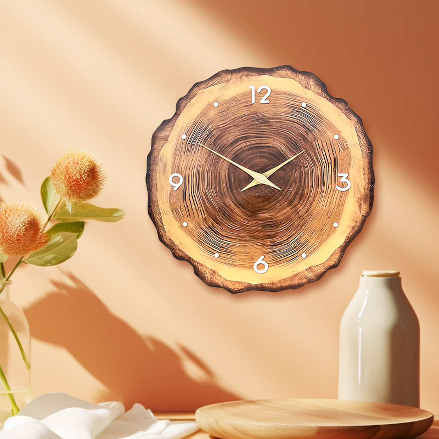 1pc wooden ring veneer wall cl - Luxury Watch Wall Clock incelemesi ve fiyatı