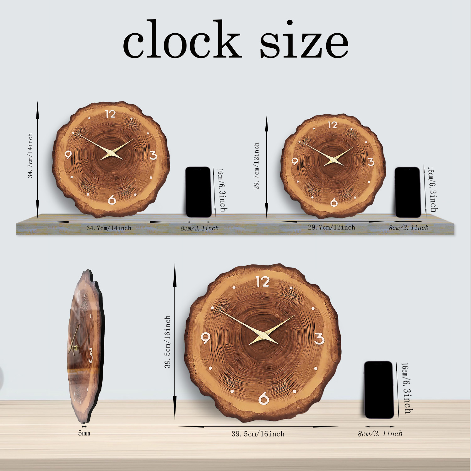 1pc wooden ring veneer wall cl - Luxury Watch Wall Clock incelemesi ve fiyatı