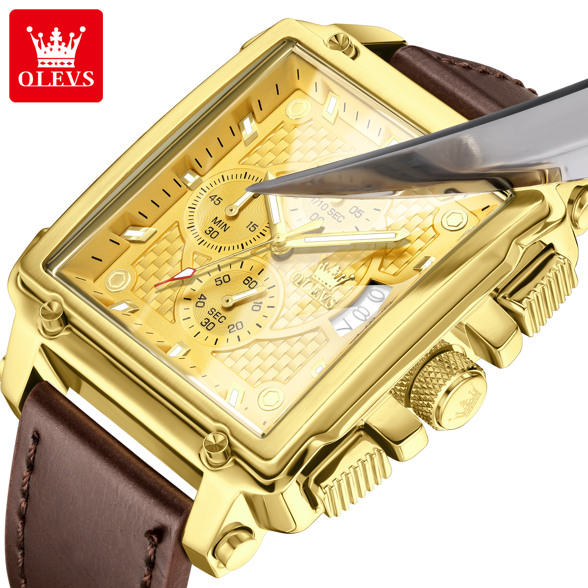 OLEVS brand mens watches water - Luxury Watch Leather incelemesi ve fiyatı