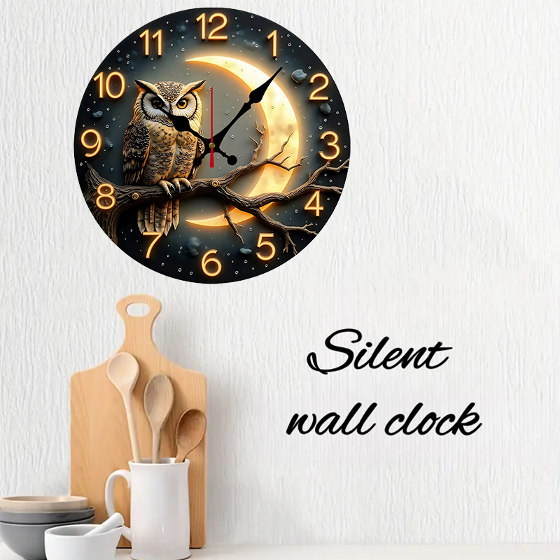 Moonlight Night Wooden Round S - Luxury Watch Wall Clock incelemesi ve fiyatı